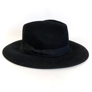 J. Crew Black Western Felt Fedora Hat with Grosgrain Ribbon (Size S/M)